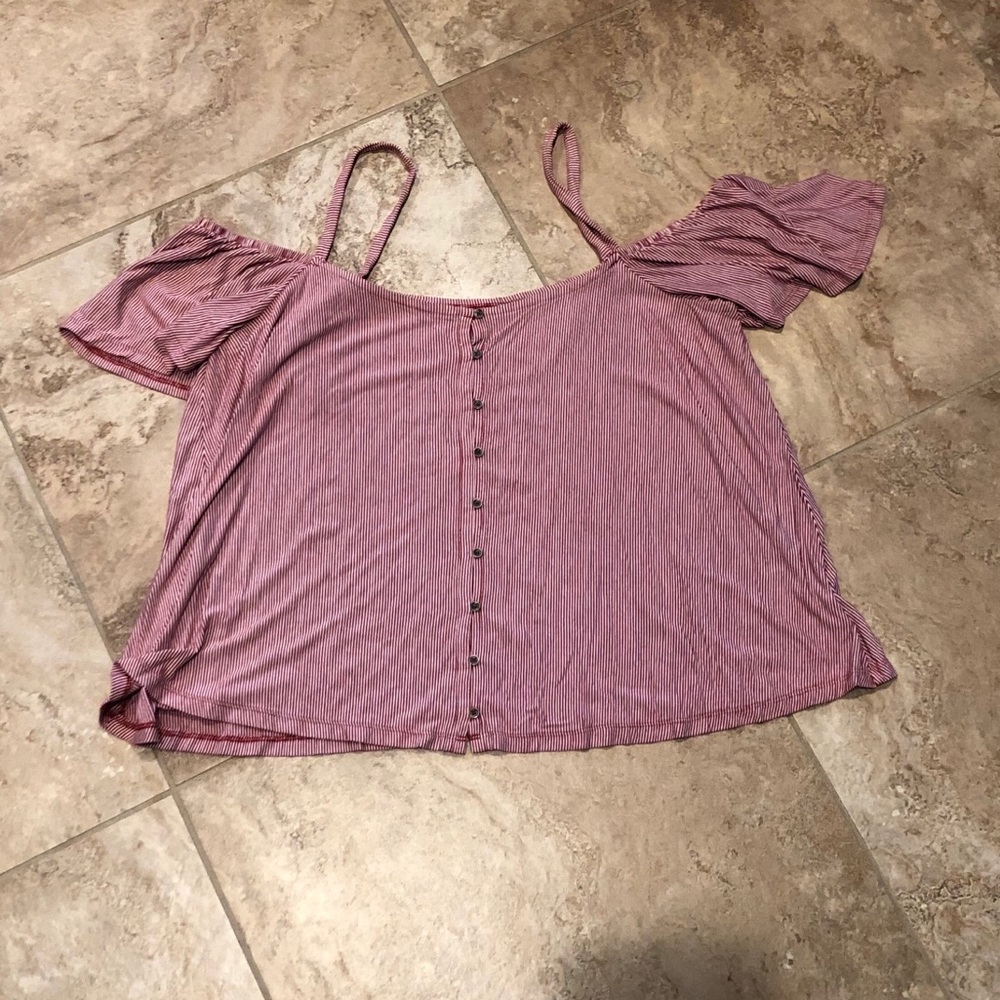Cold Shoulder Striped Top